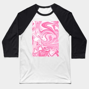 Pastel Pink Swirly Paint Pour Pattern Baseball T-Shirt